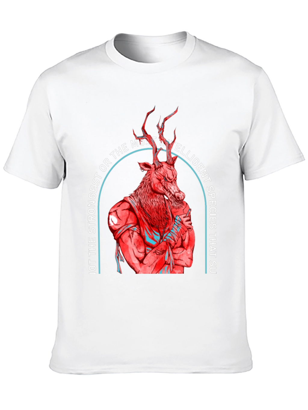 Strong Deer Graphic Tee - Black Cotton