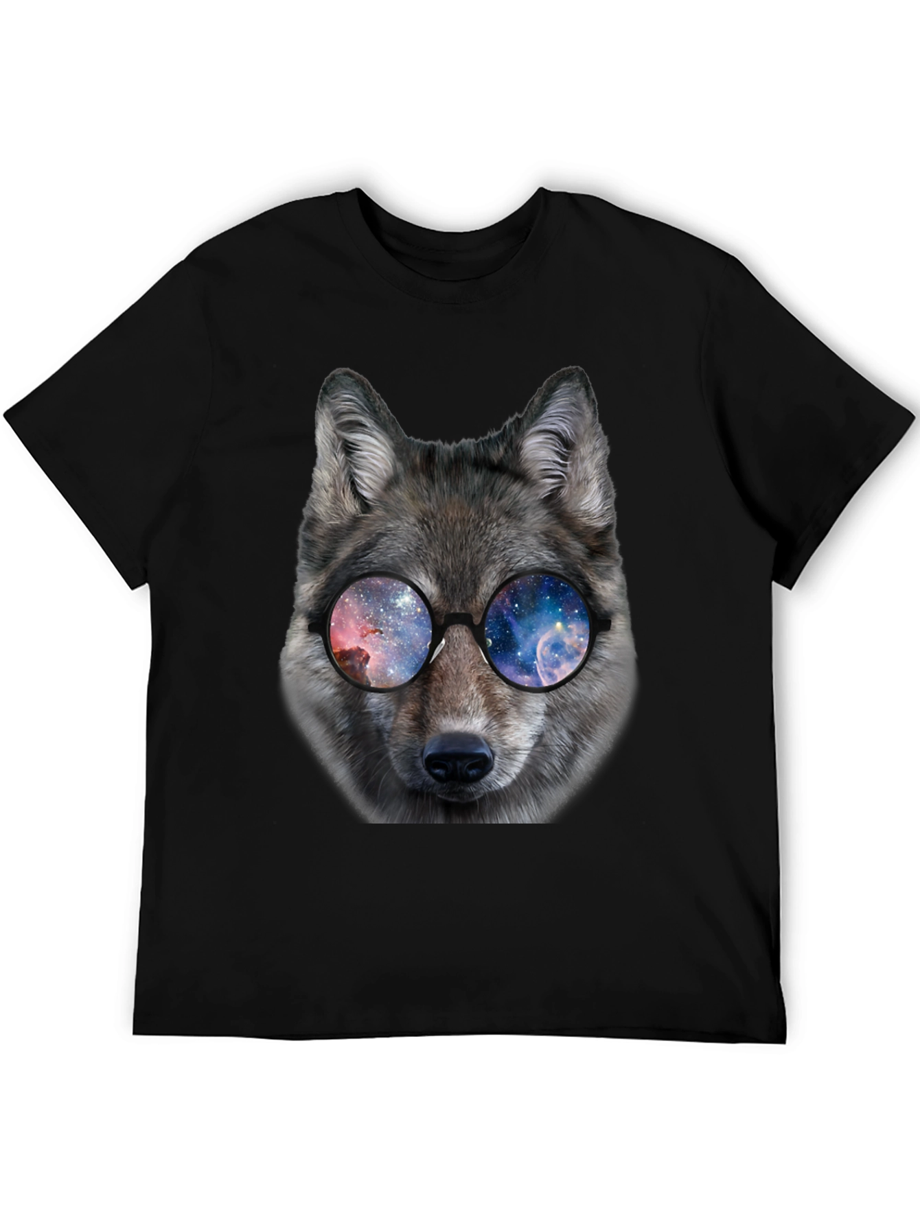 Wolf Galaxy Glasses Black T-Shirt