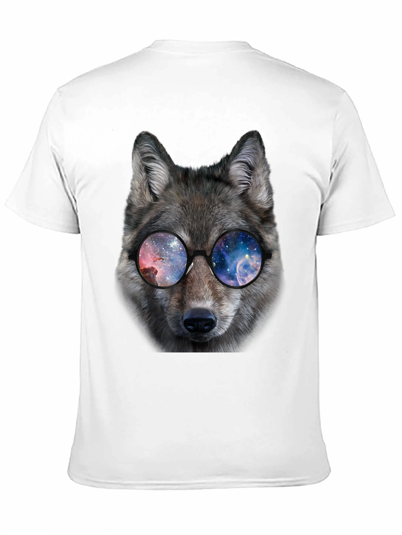 Wolf Galaxy Glasses Black T-Shirt