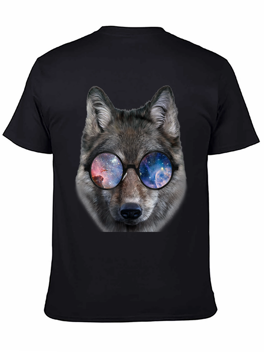 Wolf Galaxy Glasses Black T-Shirt