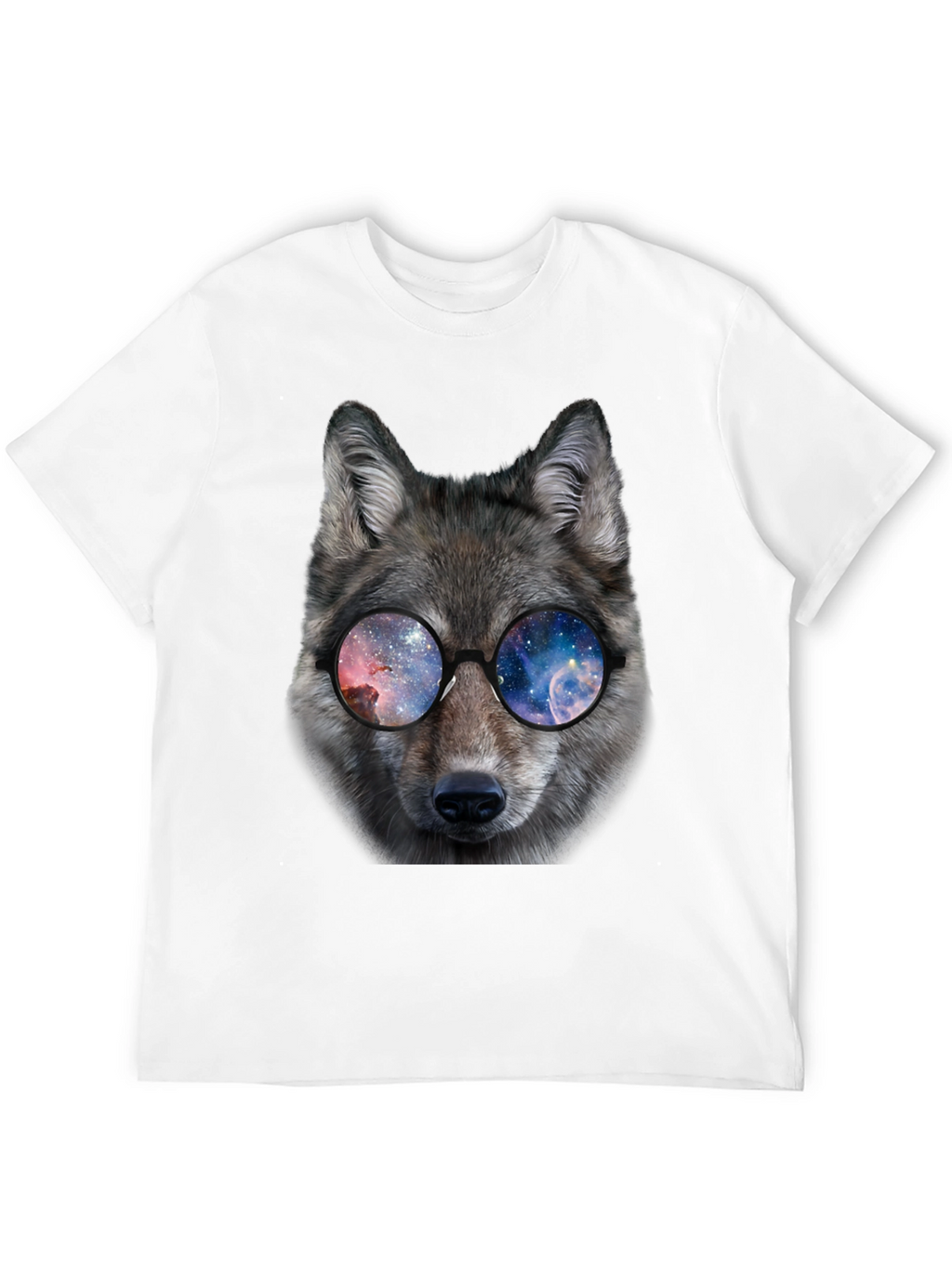 Wolf Galaxy Glasses Black T-Shirt