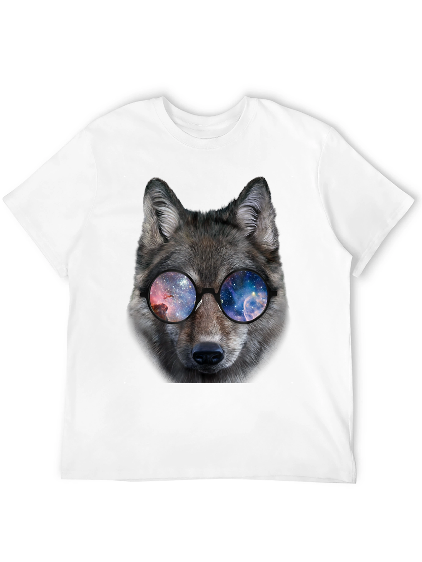 Wolf Galaxy Glasses Black T-Shirt