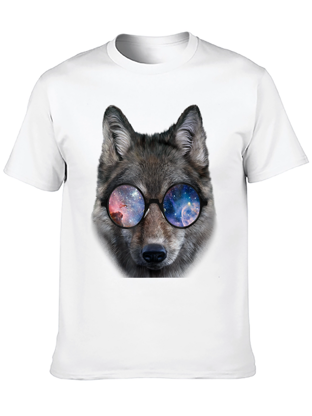 Wolf Galaxy Glasses Black T-Shirt