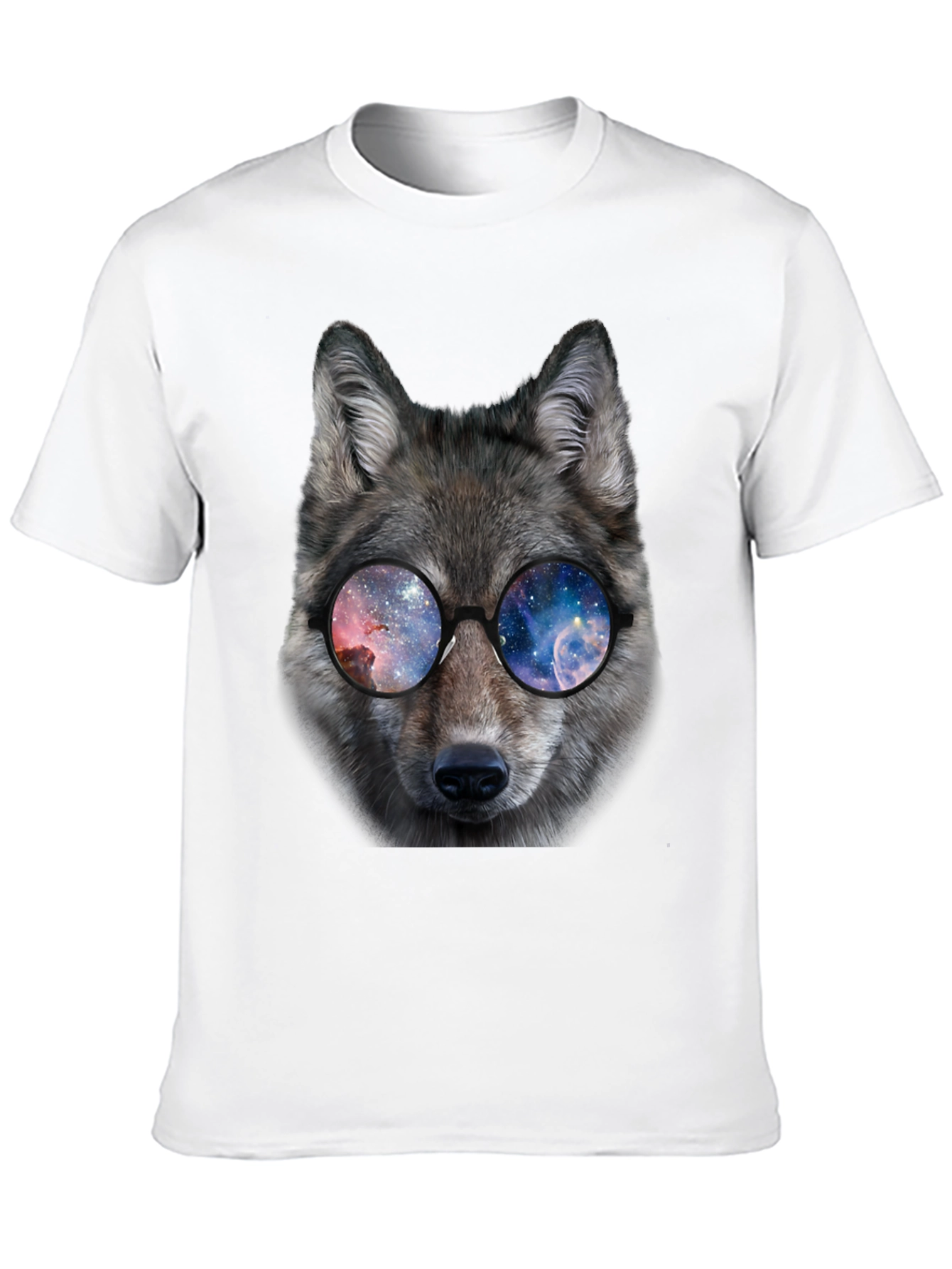 Wolf Galaxy Glasses Black T-Shirt