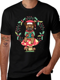 Festive Dog on Mushroom T-Shirt