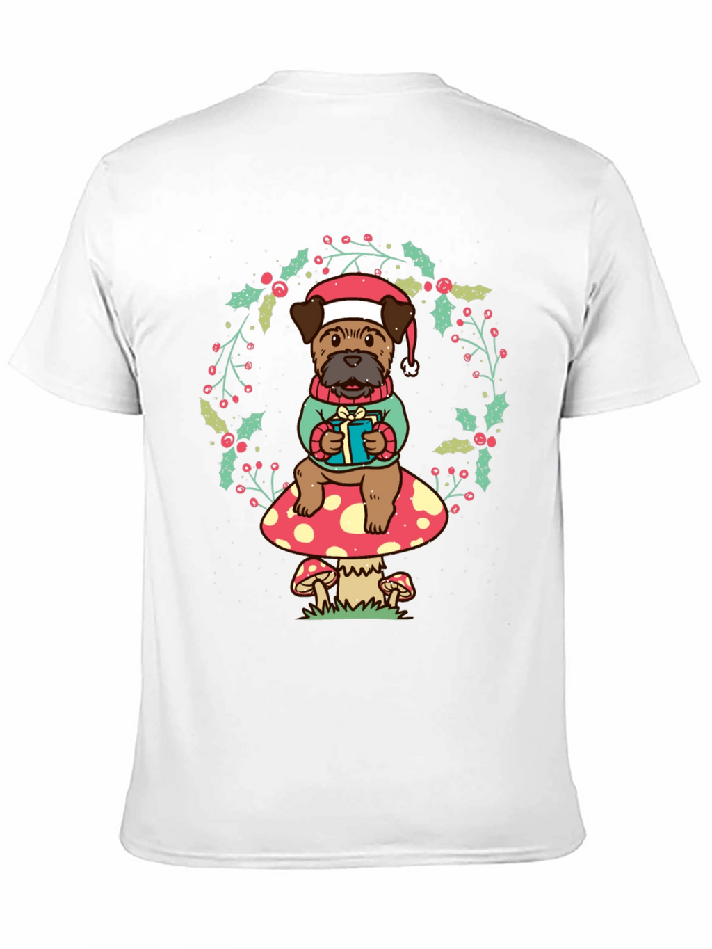 Festive Dog on Mushroom T-Shirt