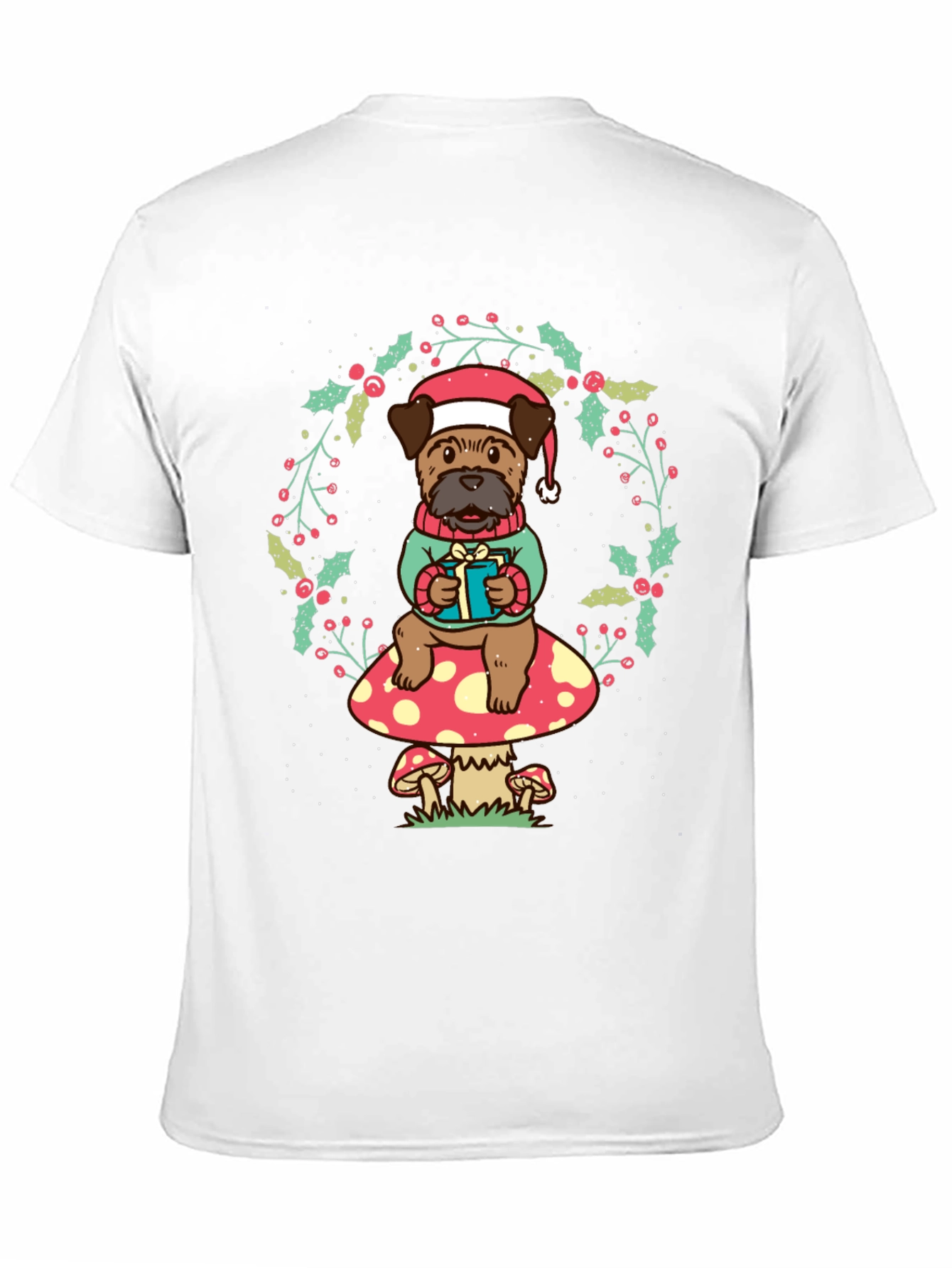 Festive Dog on Mushroom T-Shirt