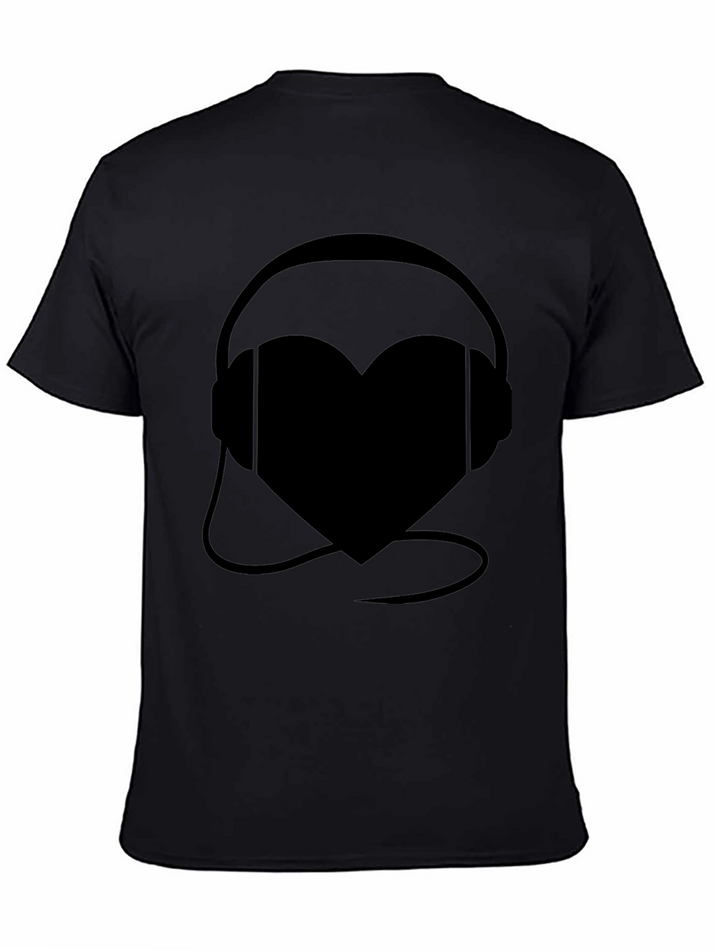 Heart Headphones Black Graphic Tee