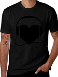 Heart Headphones Black Graphic Tee