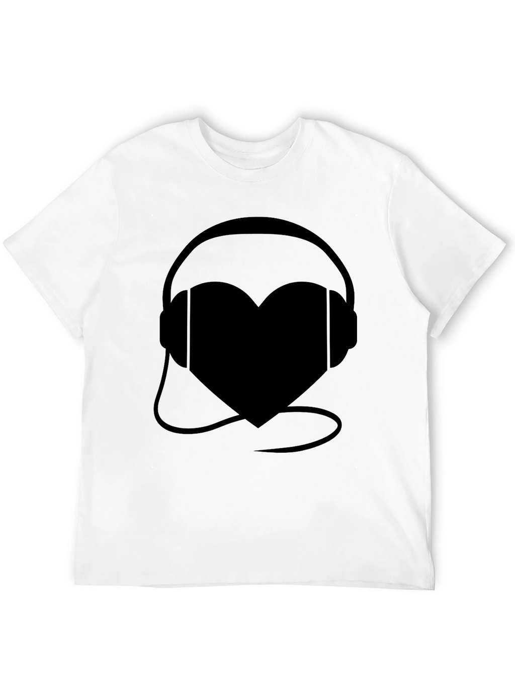 Heart Headphones Black Graphic Tee