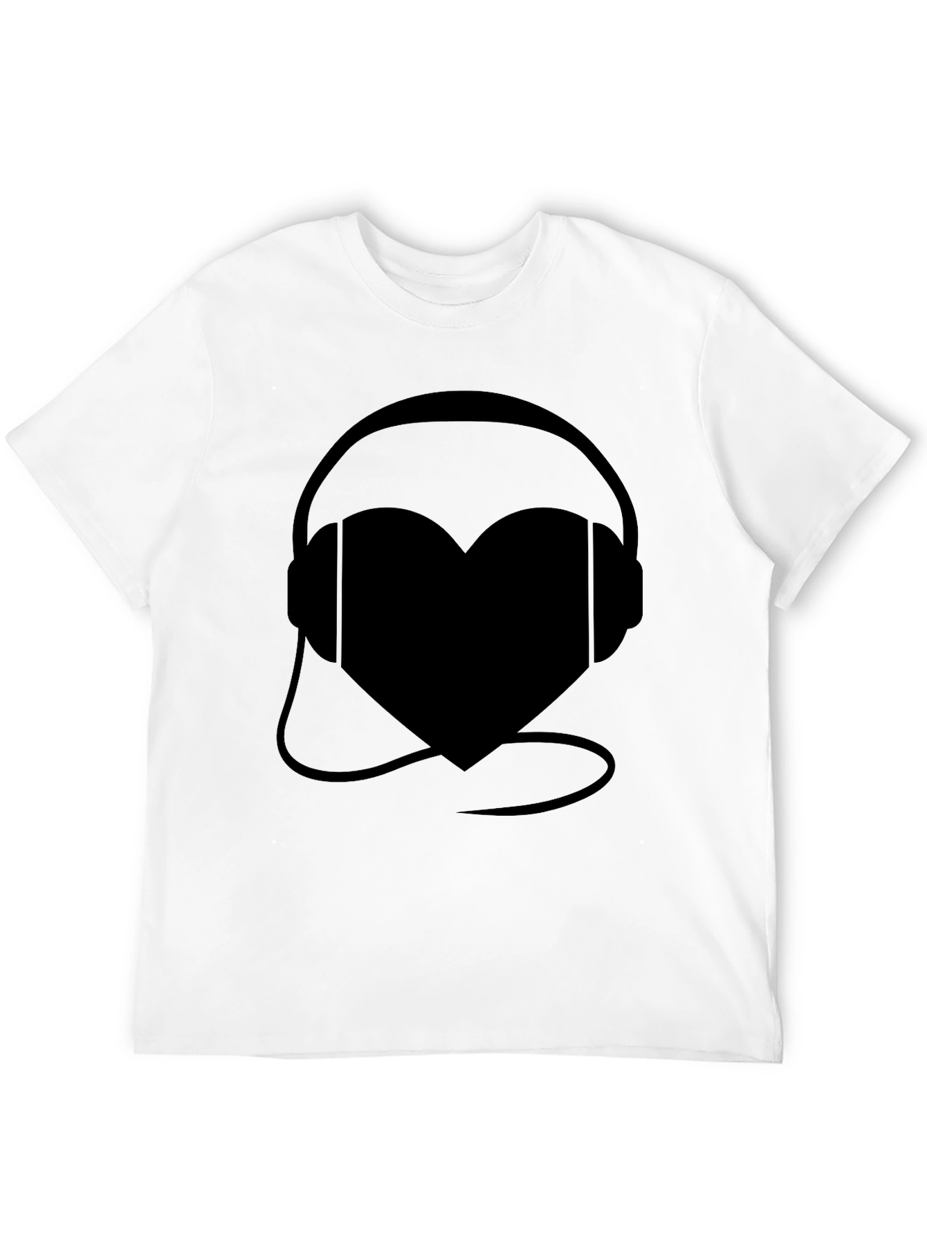 Heart Headphones Black Graphic Tee