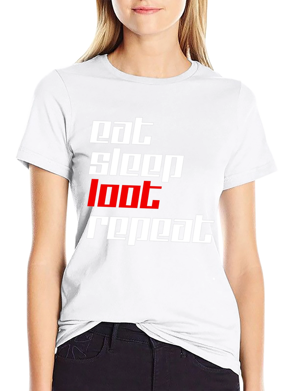 Eat Sleep Loot Repeat Black T-Shirt
