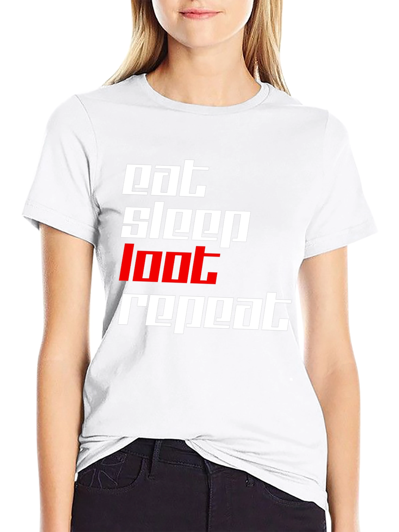 Eat Sleep Loot Repeat Black T-Shirt