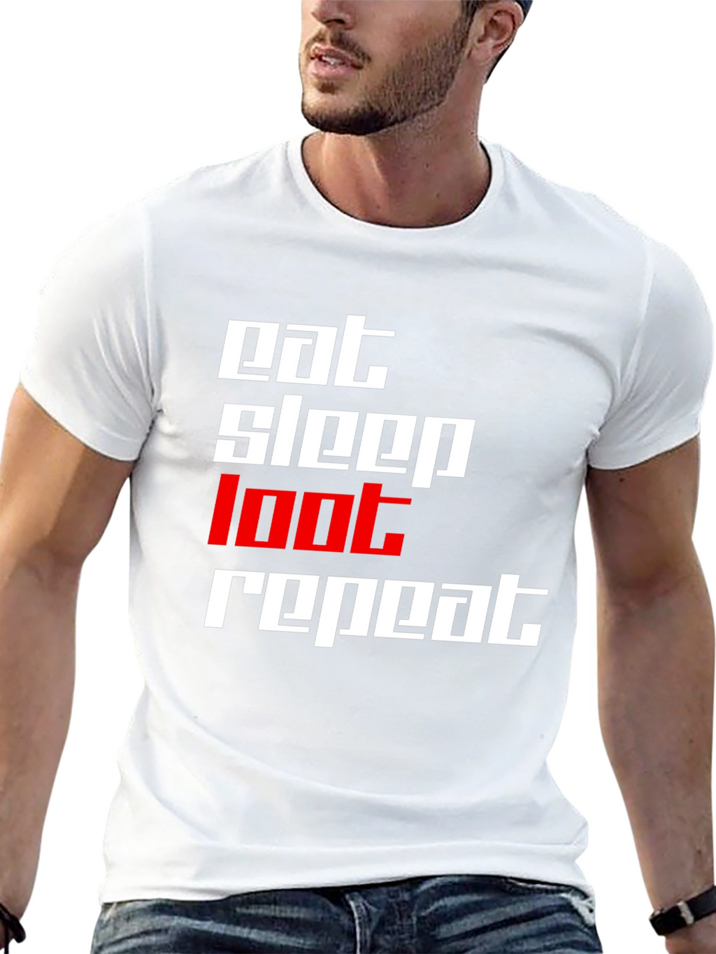 Eat Sleep Loot Repeat Black T-Shirt