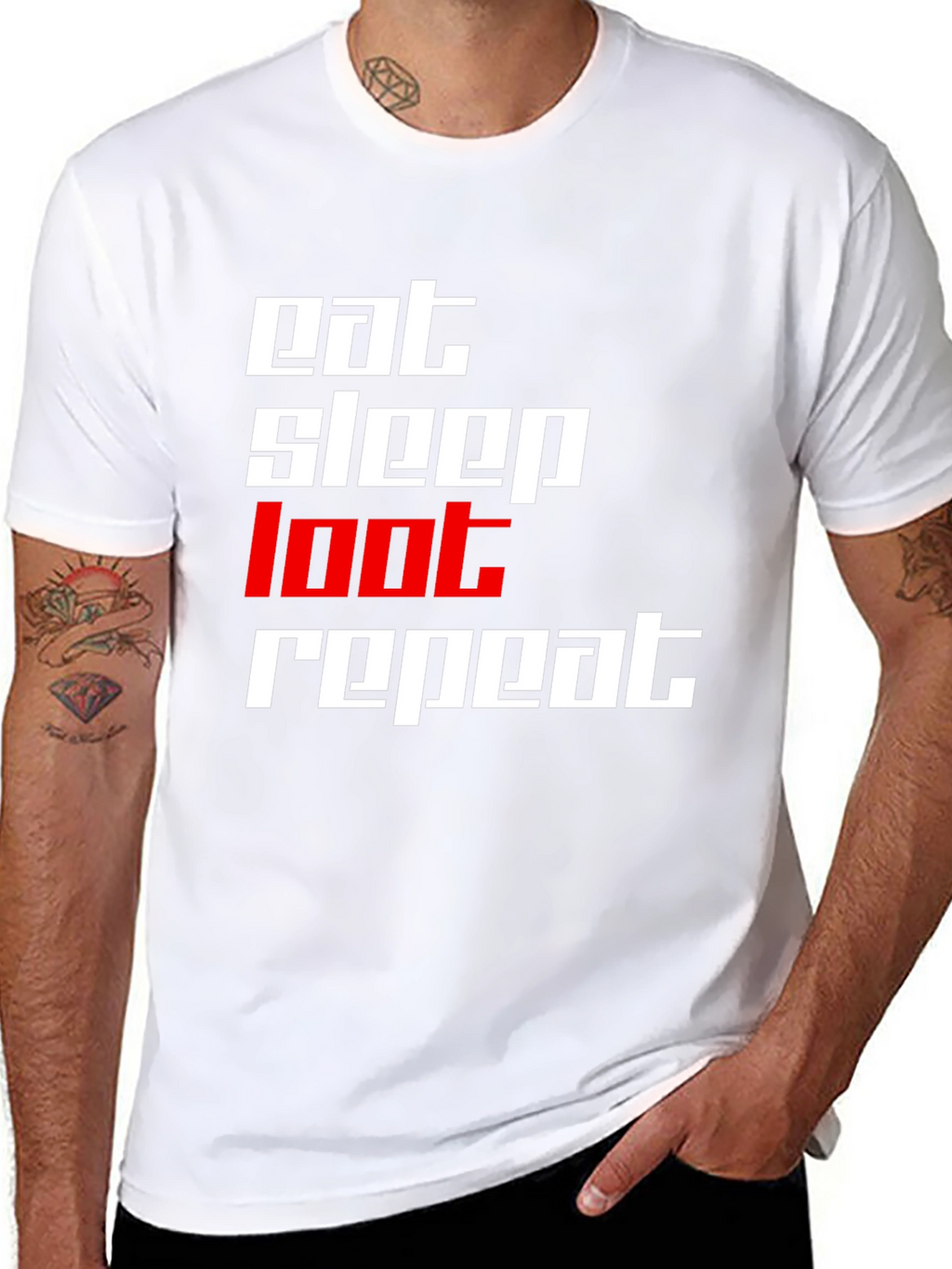Eat Sleep Loot Repeat Black T-Shirt