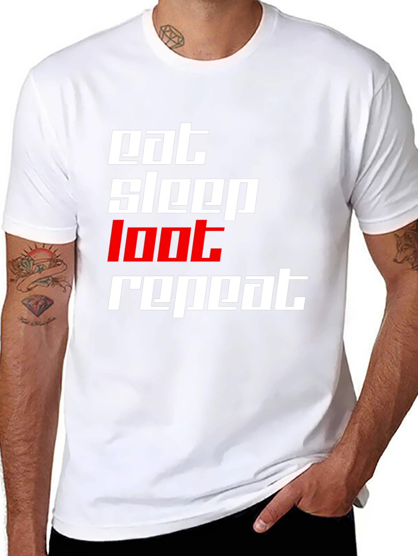 Eat Sleep Loot Repeat Black T-Shirt