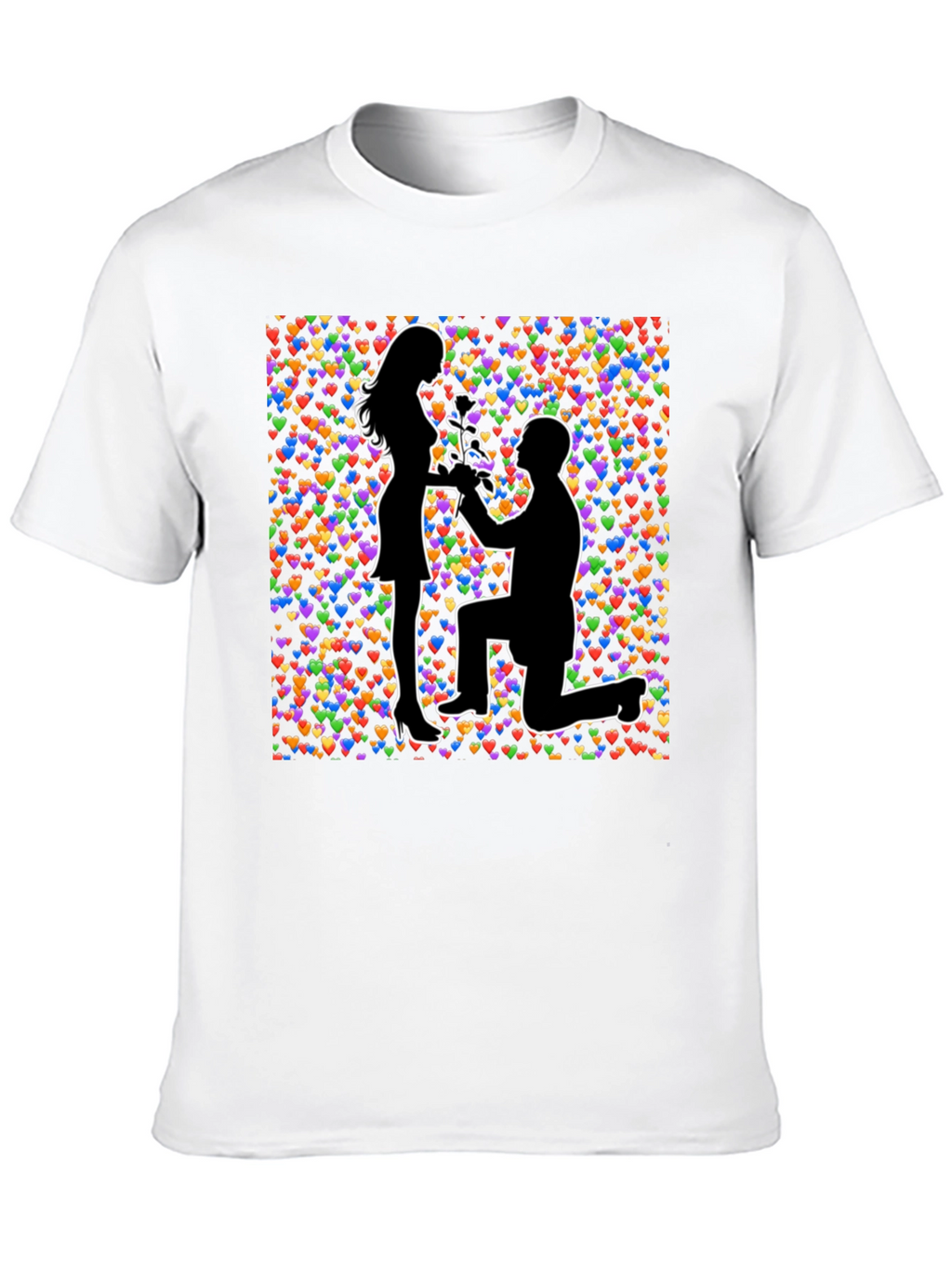 Proposal Heart Print Black T-Shirt