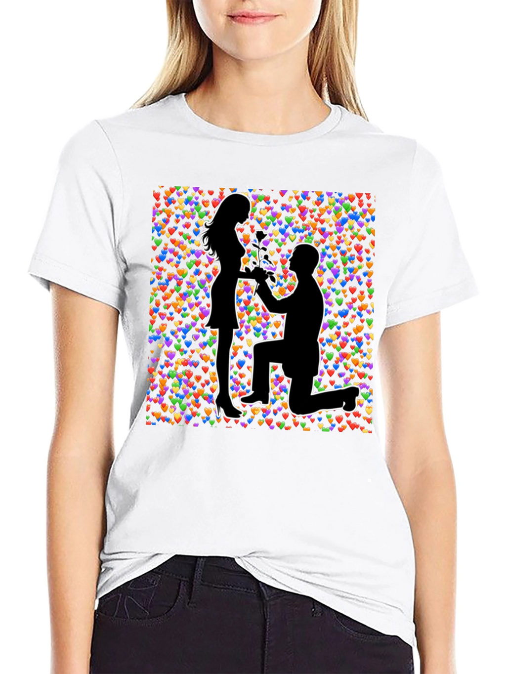 Proposal Heart Print Black T-Shirt