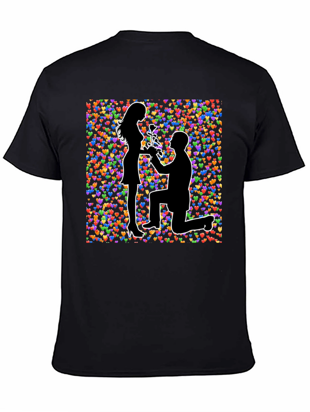 Proposal Heart Print Black T-Shirt
