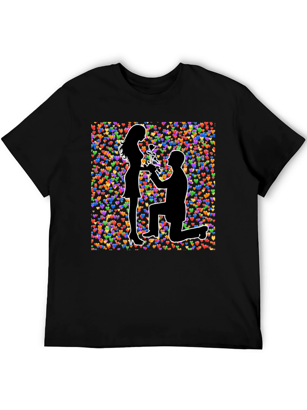 Proposal Heart Print Black T-Shirt
