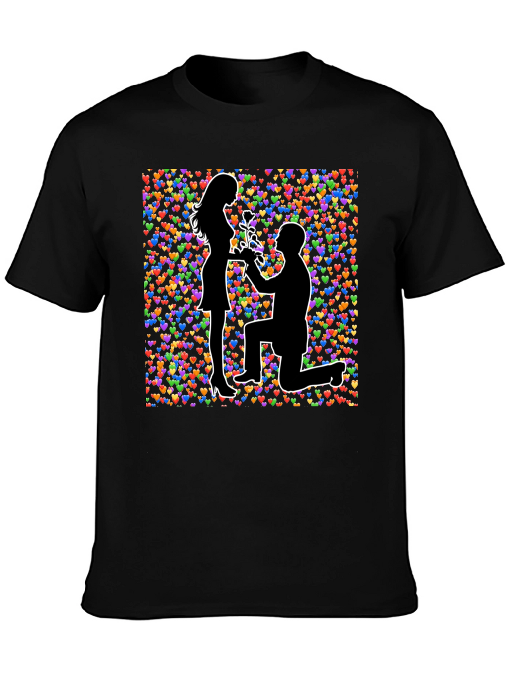 Proposal Heart Print Black T-Shirt