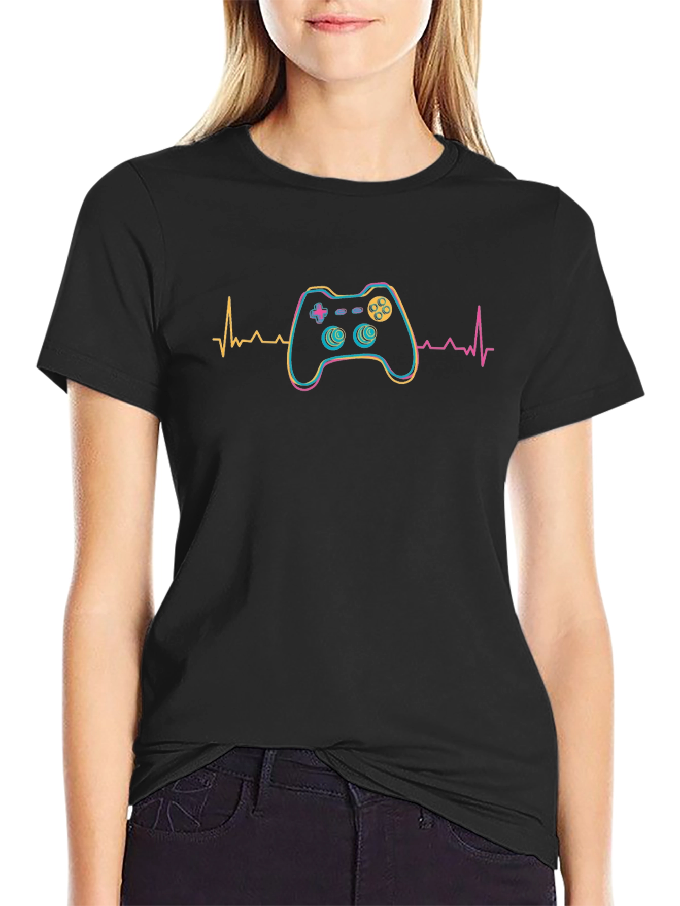 Gamer Heartbeat Graphic Tee - Black