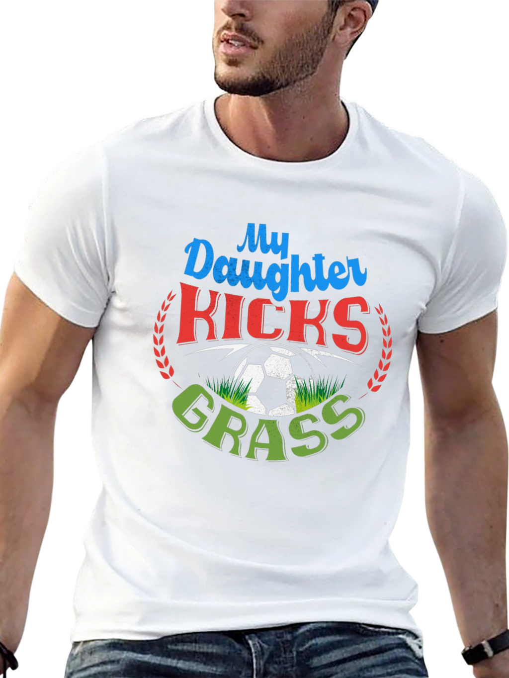 My Daughter Kicks Grass Soccer T-Shirt