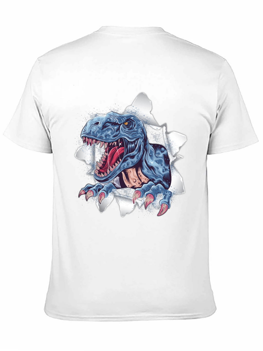 T-Rex Ripping Through Black T-Shirt