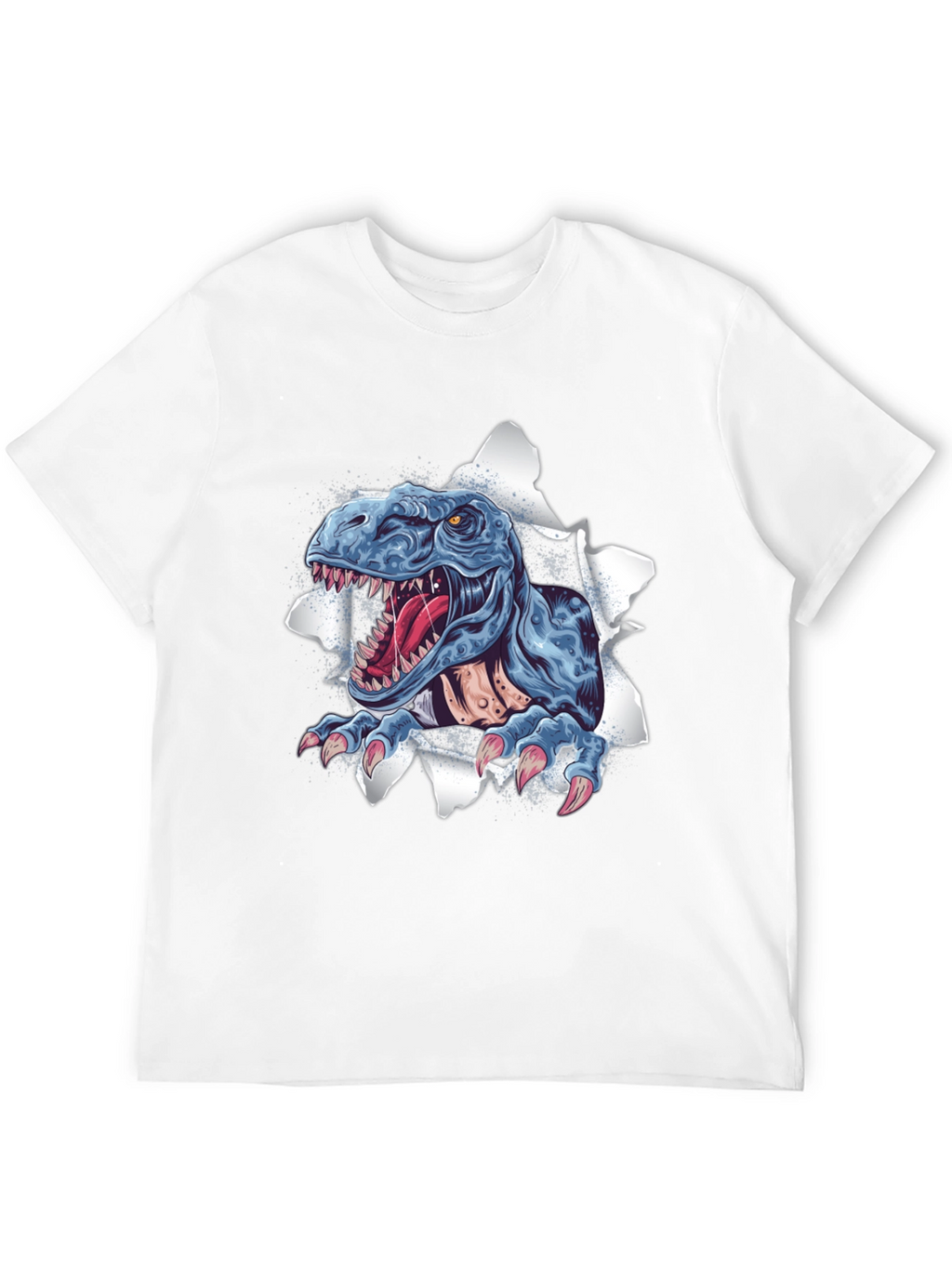 T-Rex Ripping Through Black T-Shirt