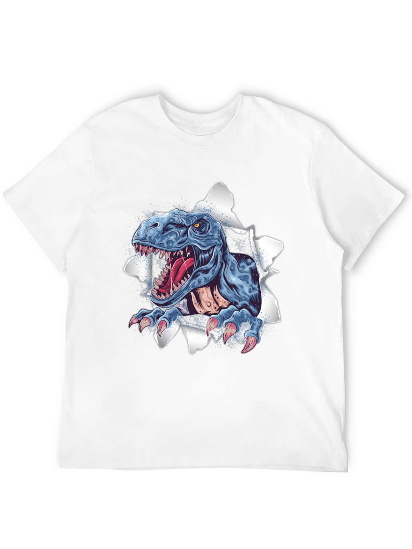 T-Rex Ripping Through Black T-Shirt