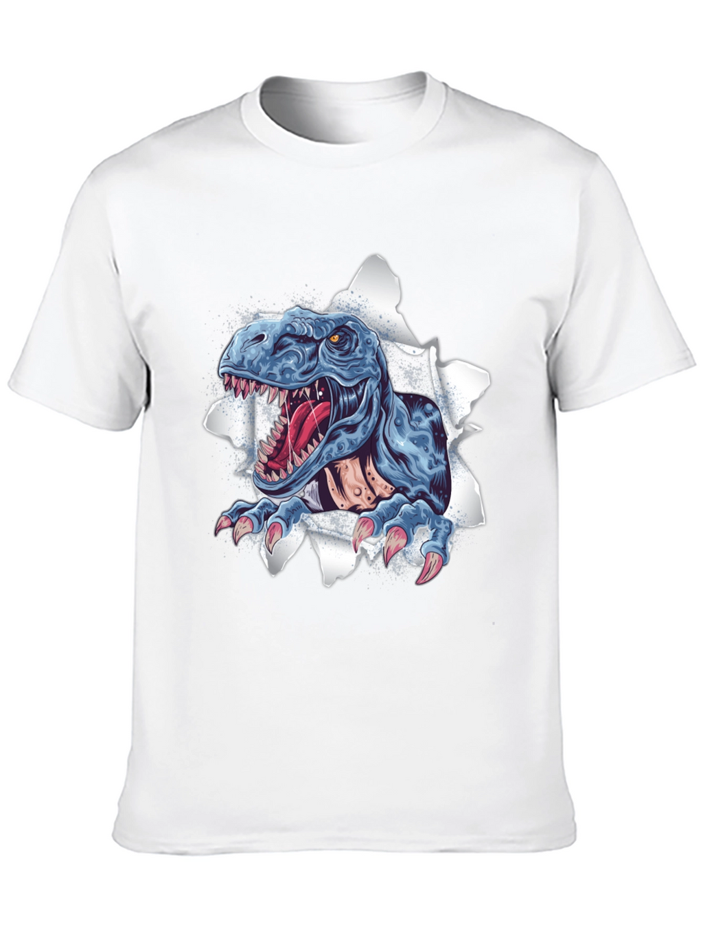 T-Rex Ripping Through Black T-Shirt