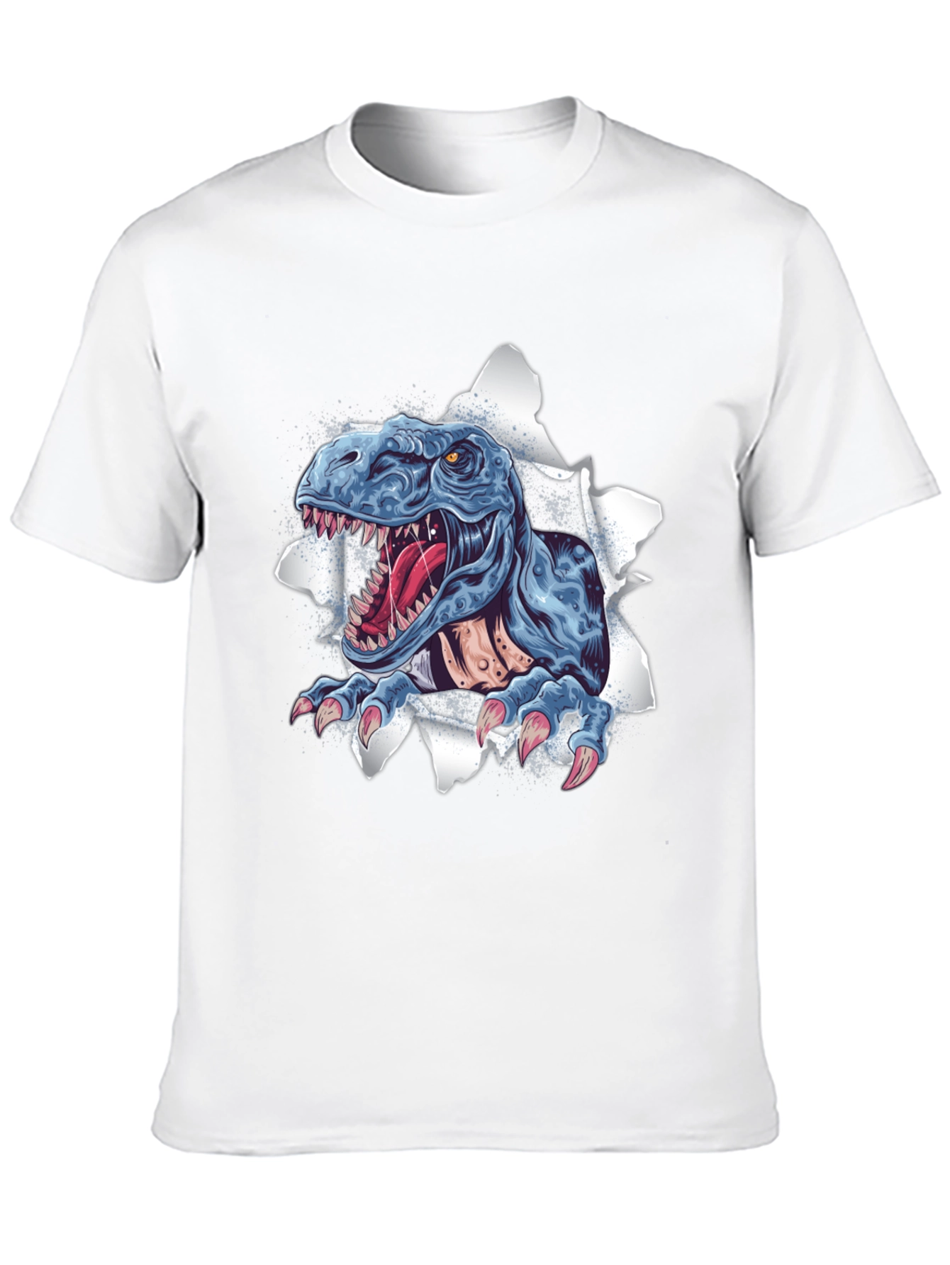 T-Rex Ripping Through Black T-Shirt