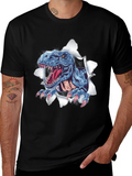 T-Rex Ripping Through Black T-Shirt