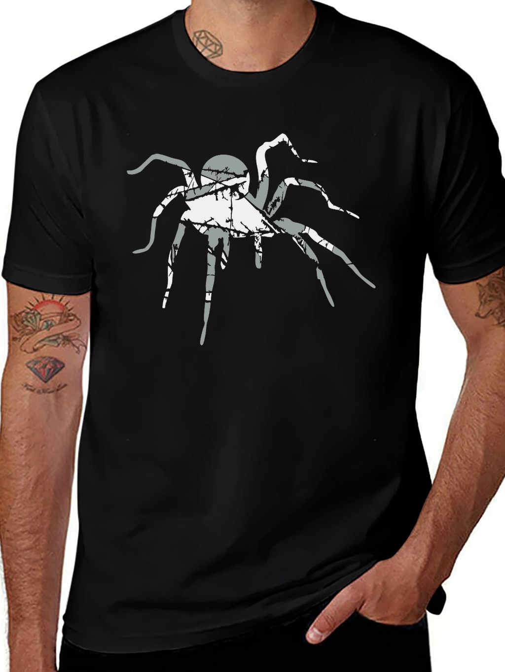 Graphic Spider Print Black T-Shirt