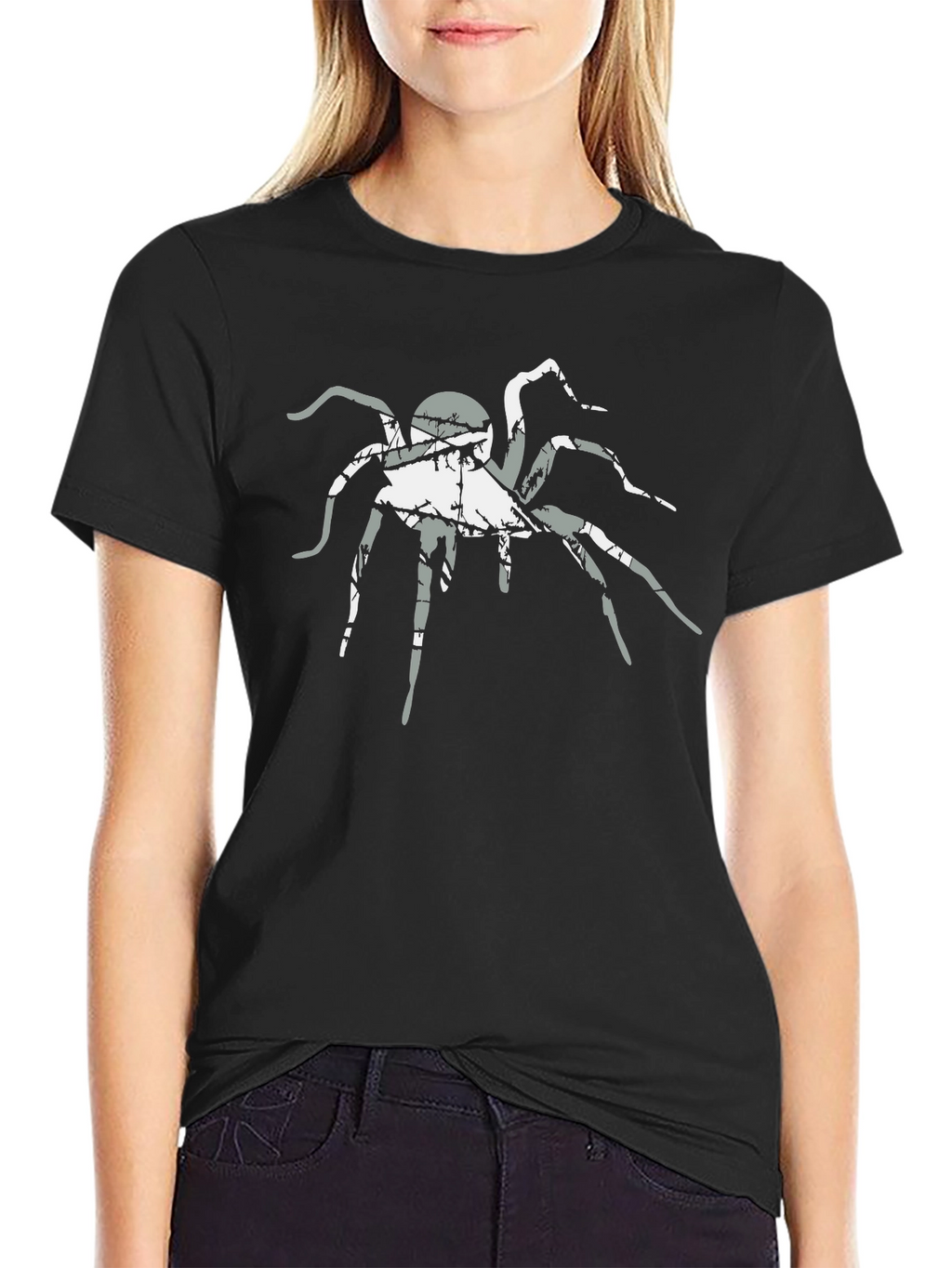 Graphic Spider Print Black T-Shirt