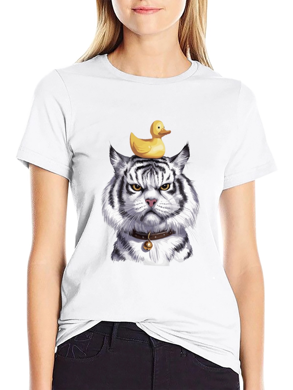 Tiger with Duck on Head Graphic Tee