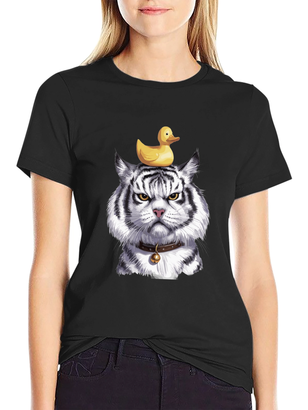 Tiger with Duck on Head Graphic Tee