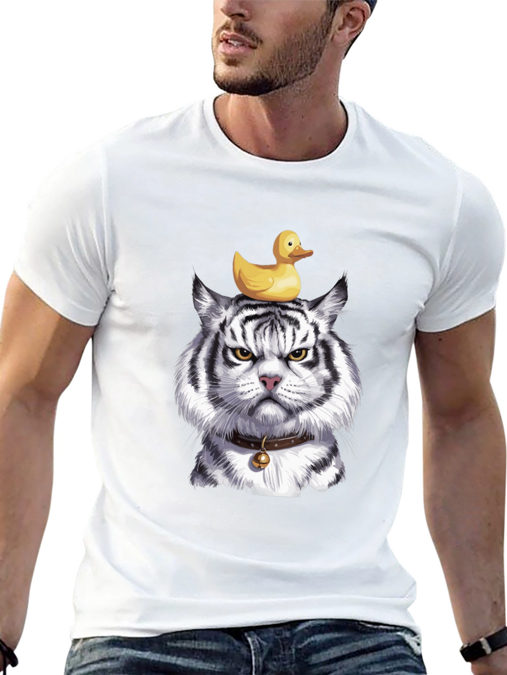 Tiger with Duck on Head Graphic Tee
