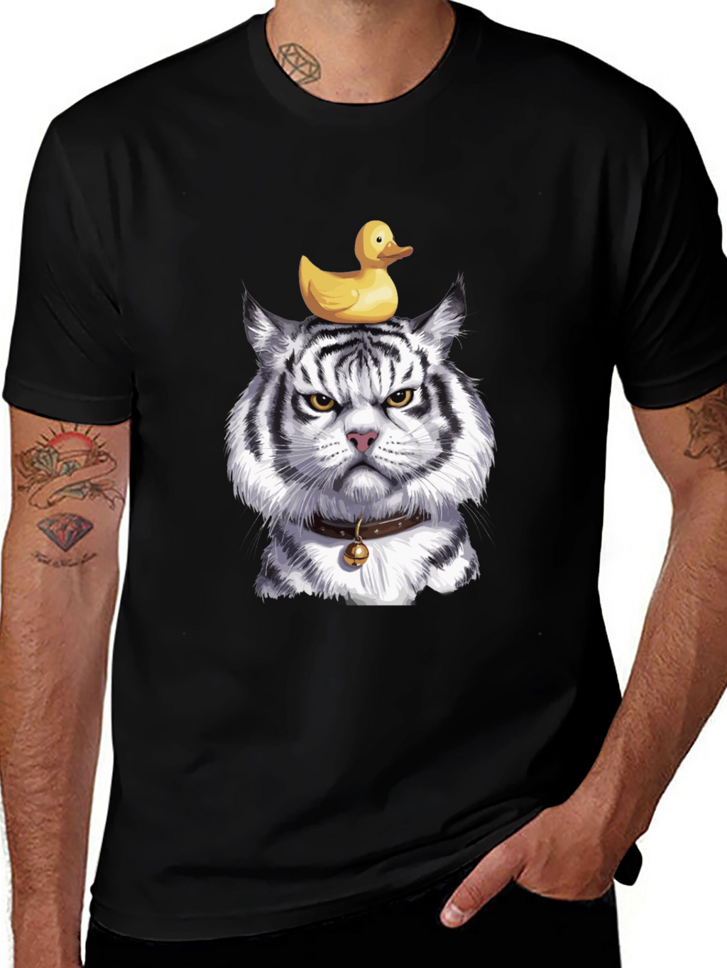 Tiger with Duck on Head Graphic Tee