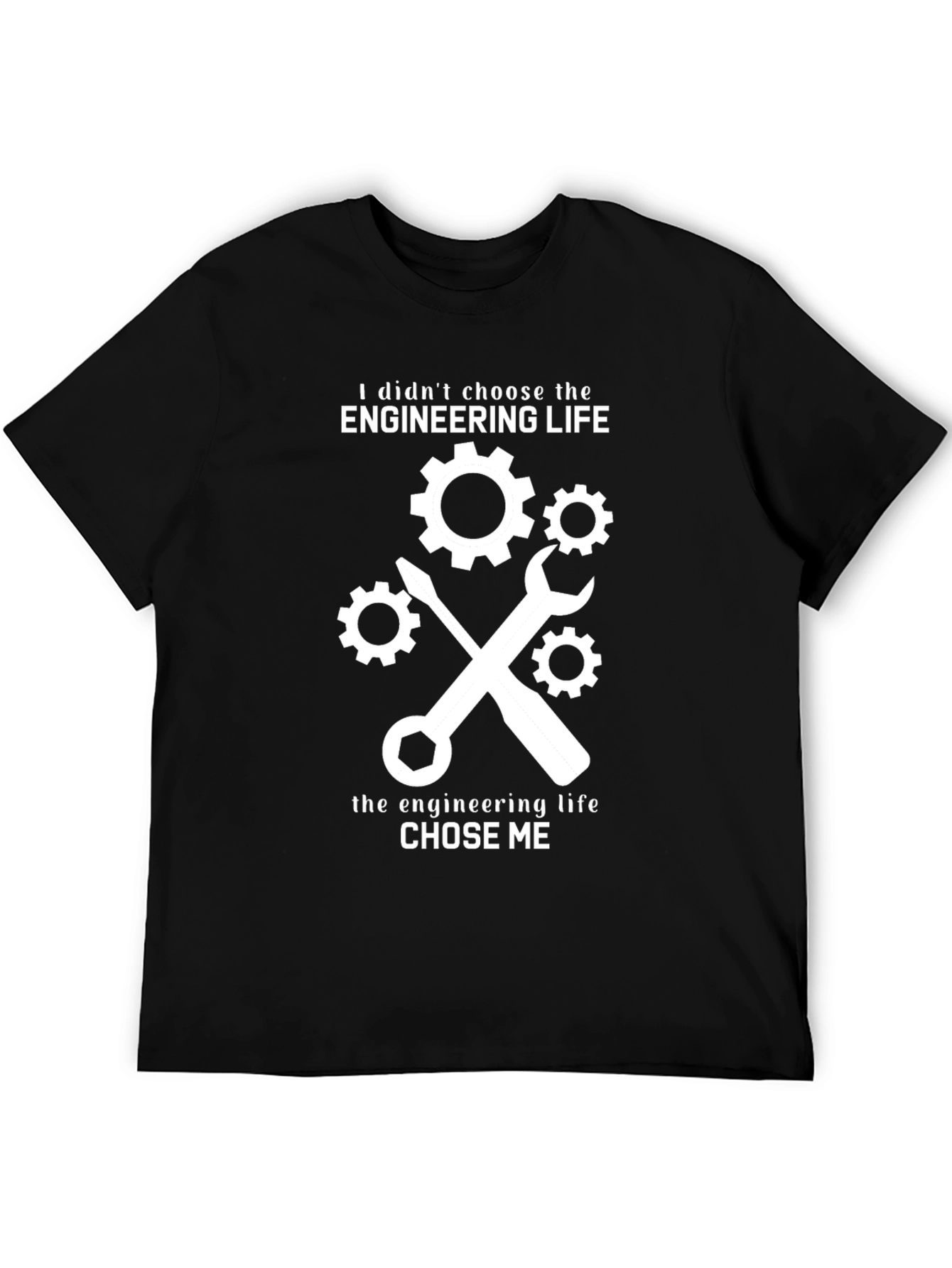 Engineering Life Graphic T-Shirt - Black Cotton
