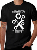 Engineering Life Graphic T-Shirt - Black Cotton