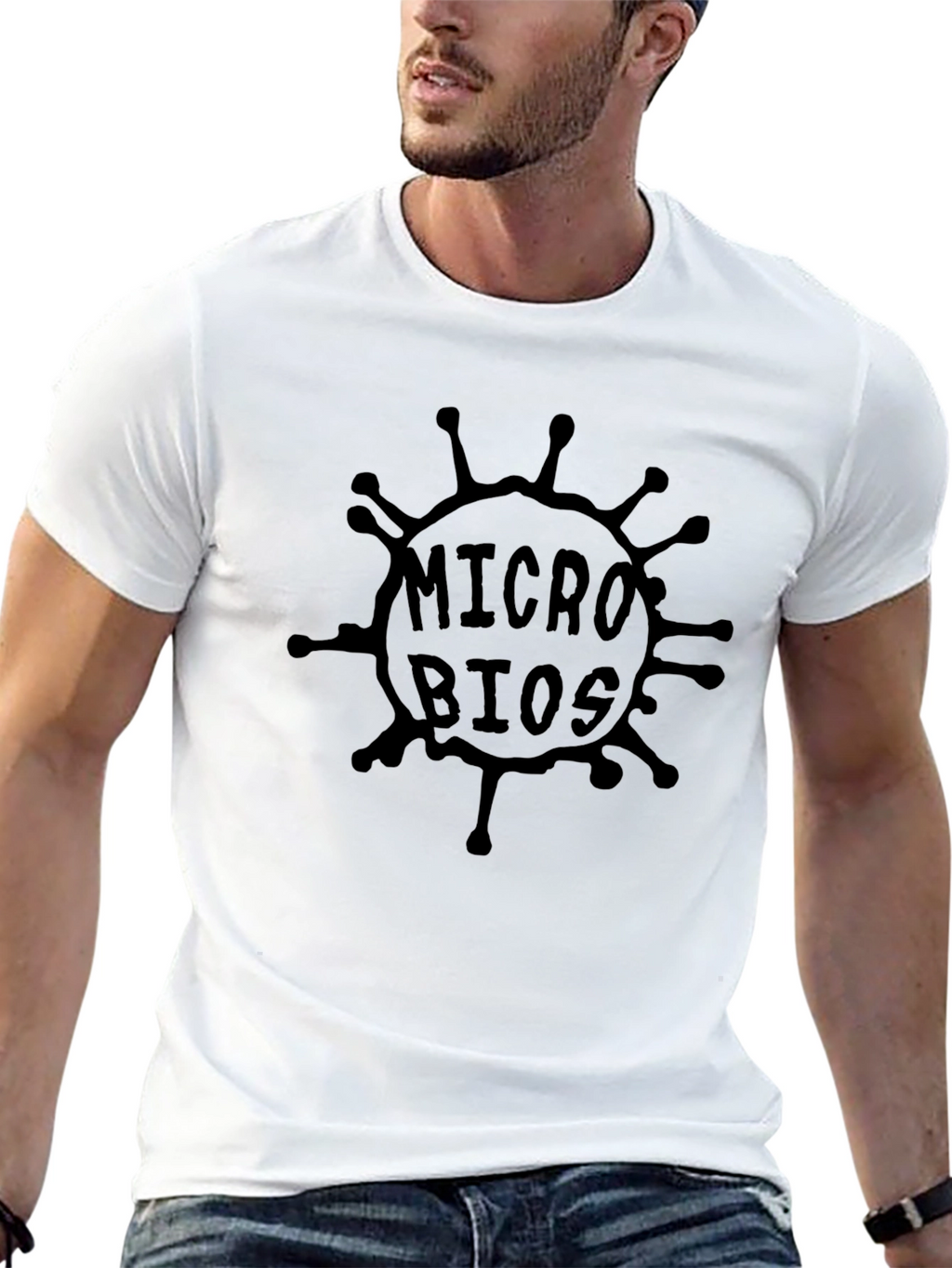 Microbios Graphic T-Shirt - Black Crew Neck