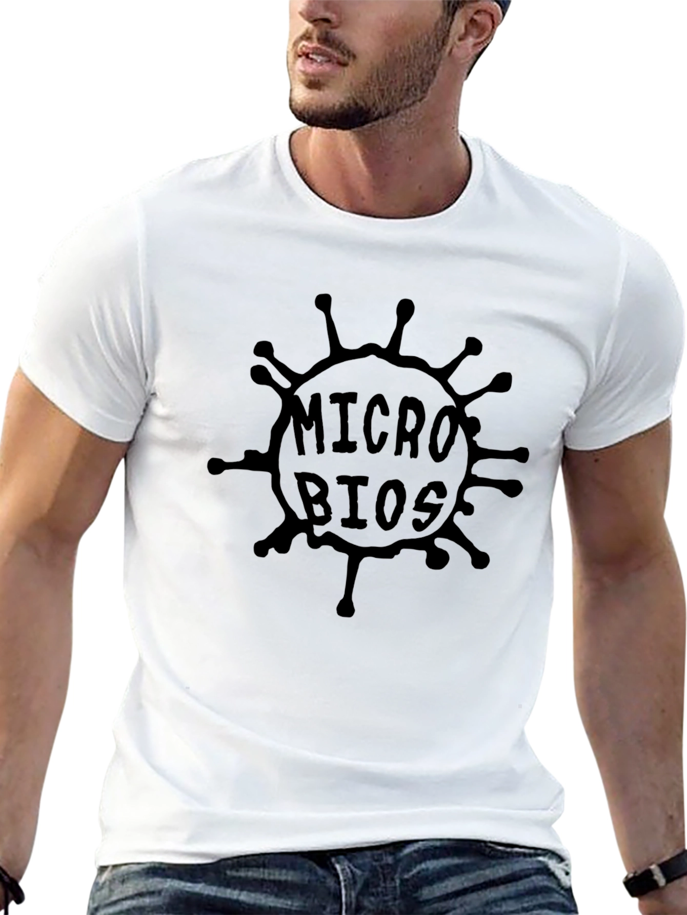 Microbios Graphic T-Shirt - Black Crew Neck