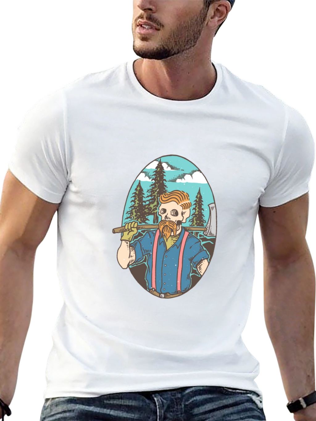 Lumberjack Skeleton Graphic T-Shirt