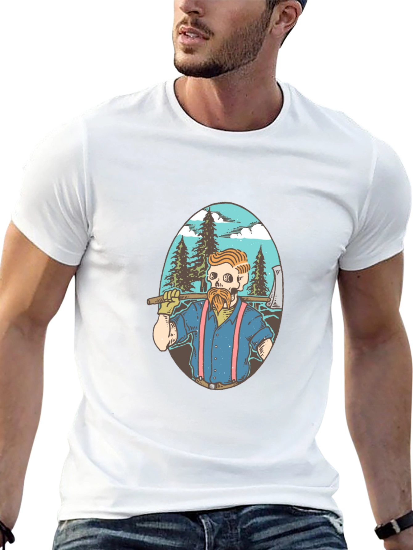 Lumberjack Skeleton Graphic T-Shirt