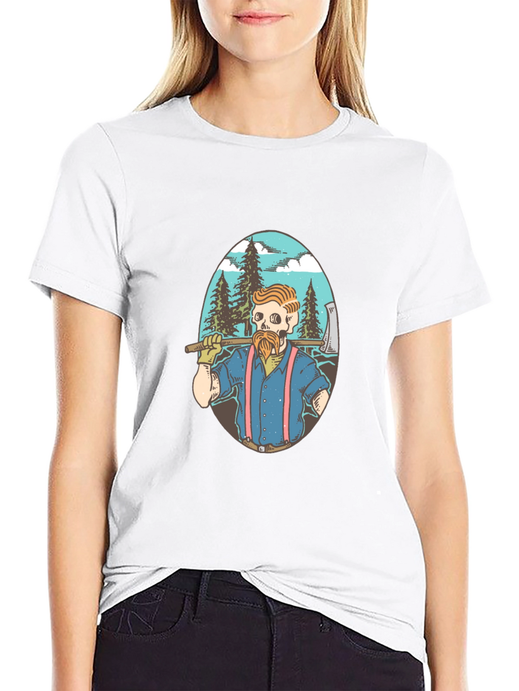 Lumberjack Skeleton Graphic T-Shirt