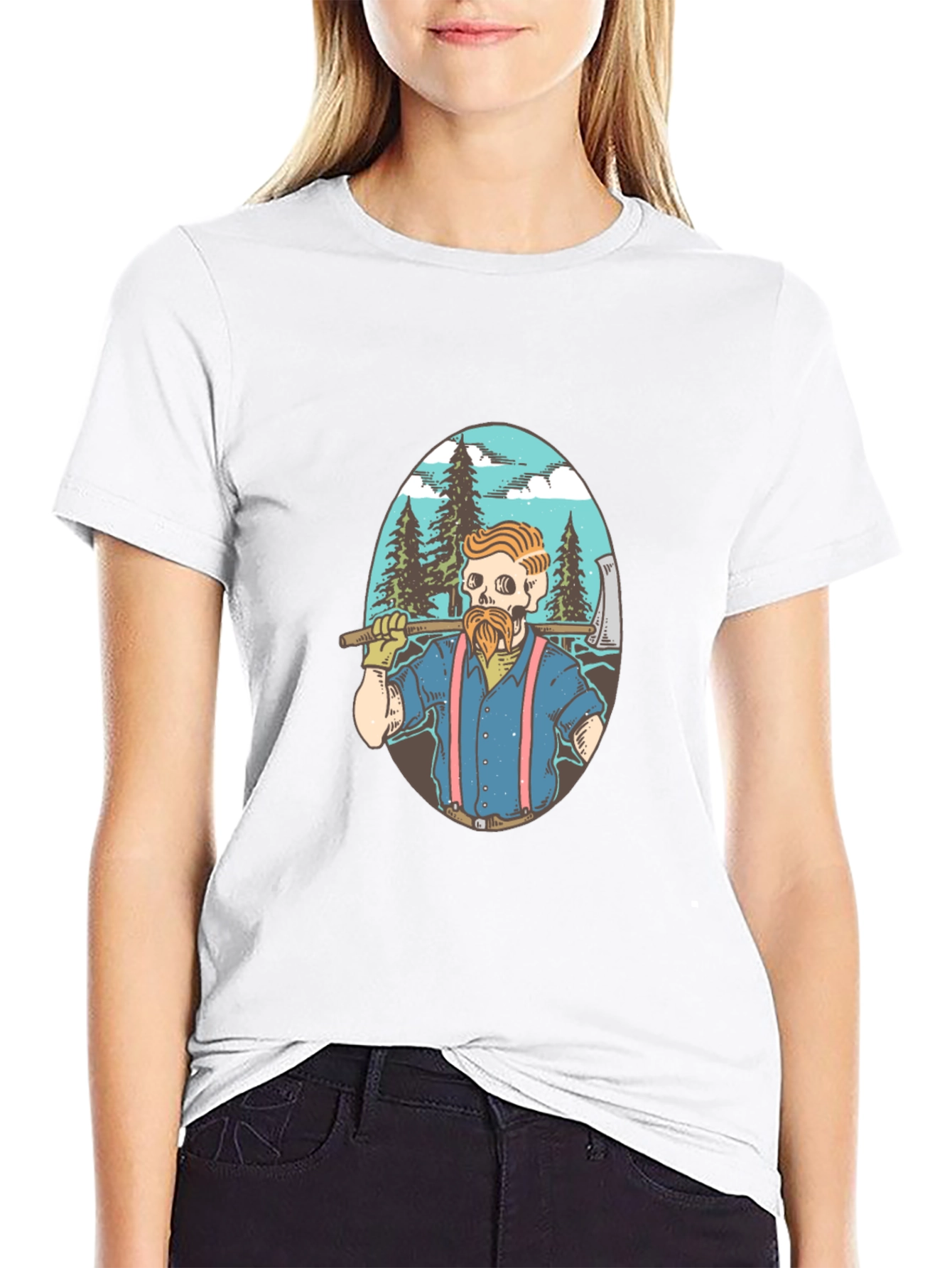 Lumberjack Skeleton Graphic T-Shirt