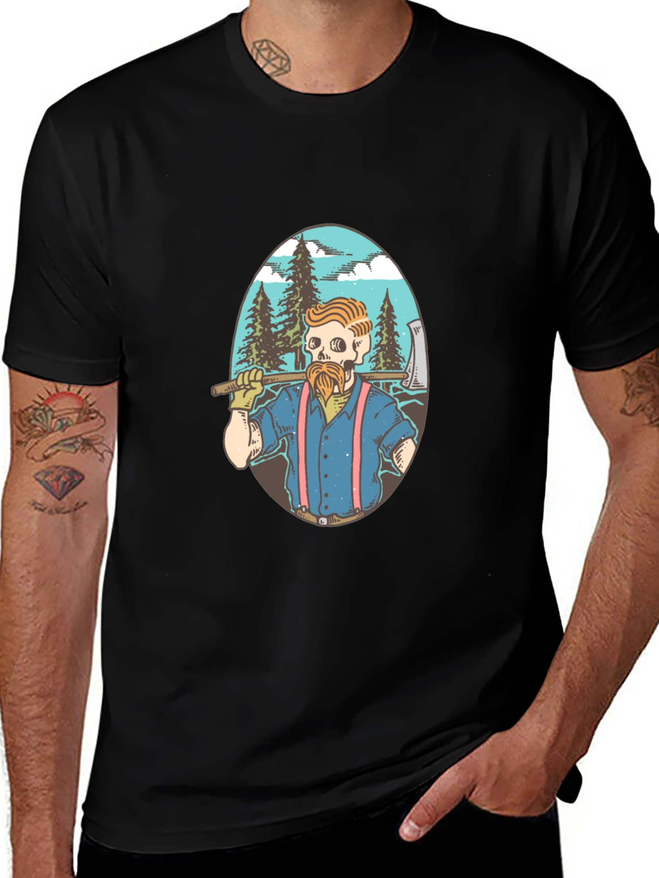 Lumberjack Skeleton Graphic T-Shirt