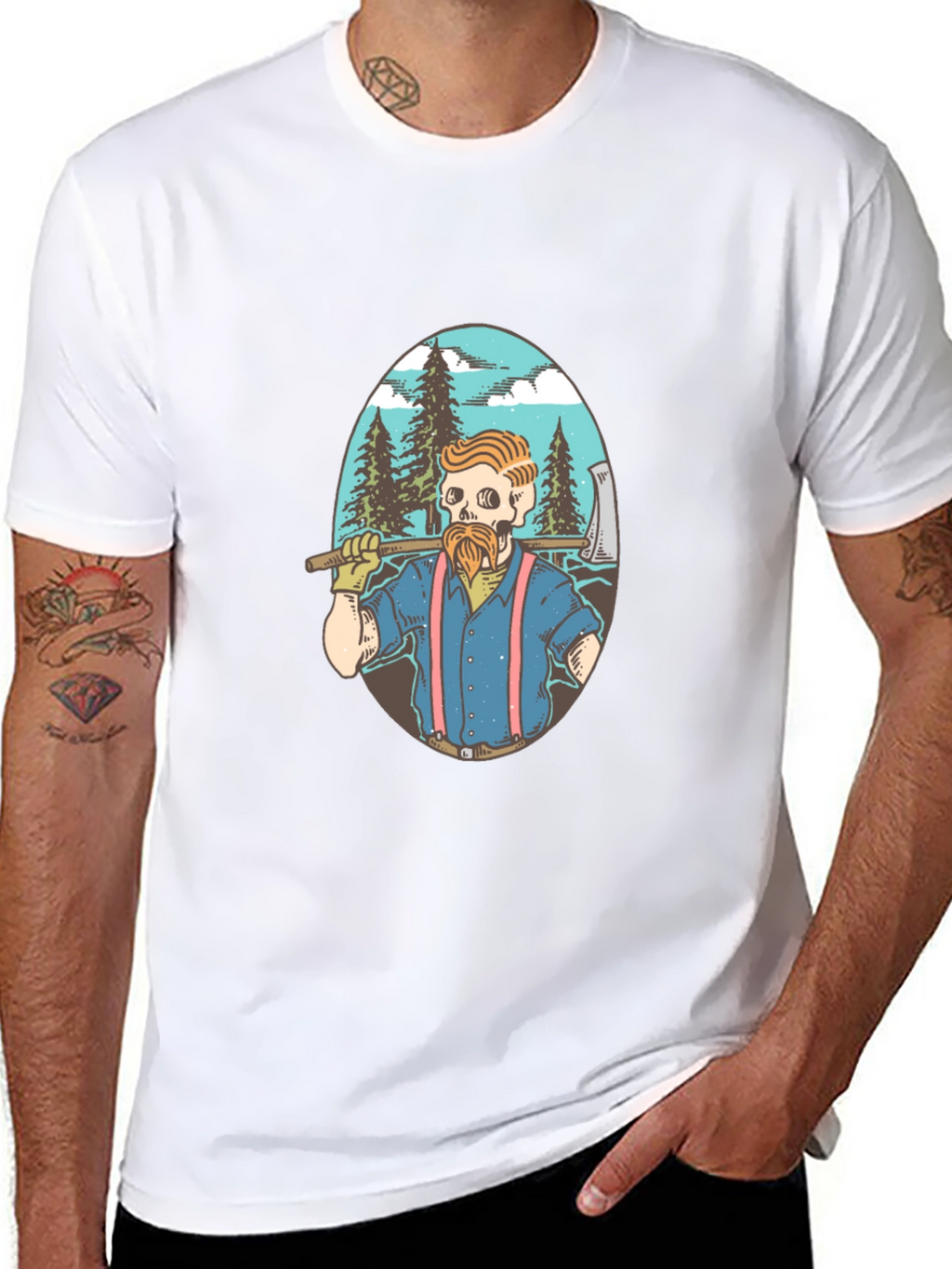 Lumberjack Skeleton Graphic T-Shirt