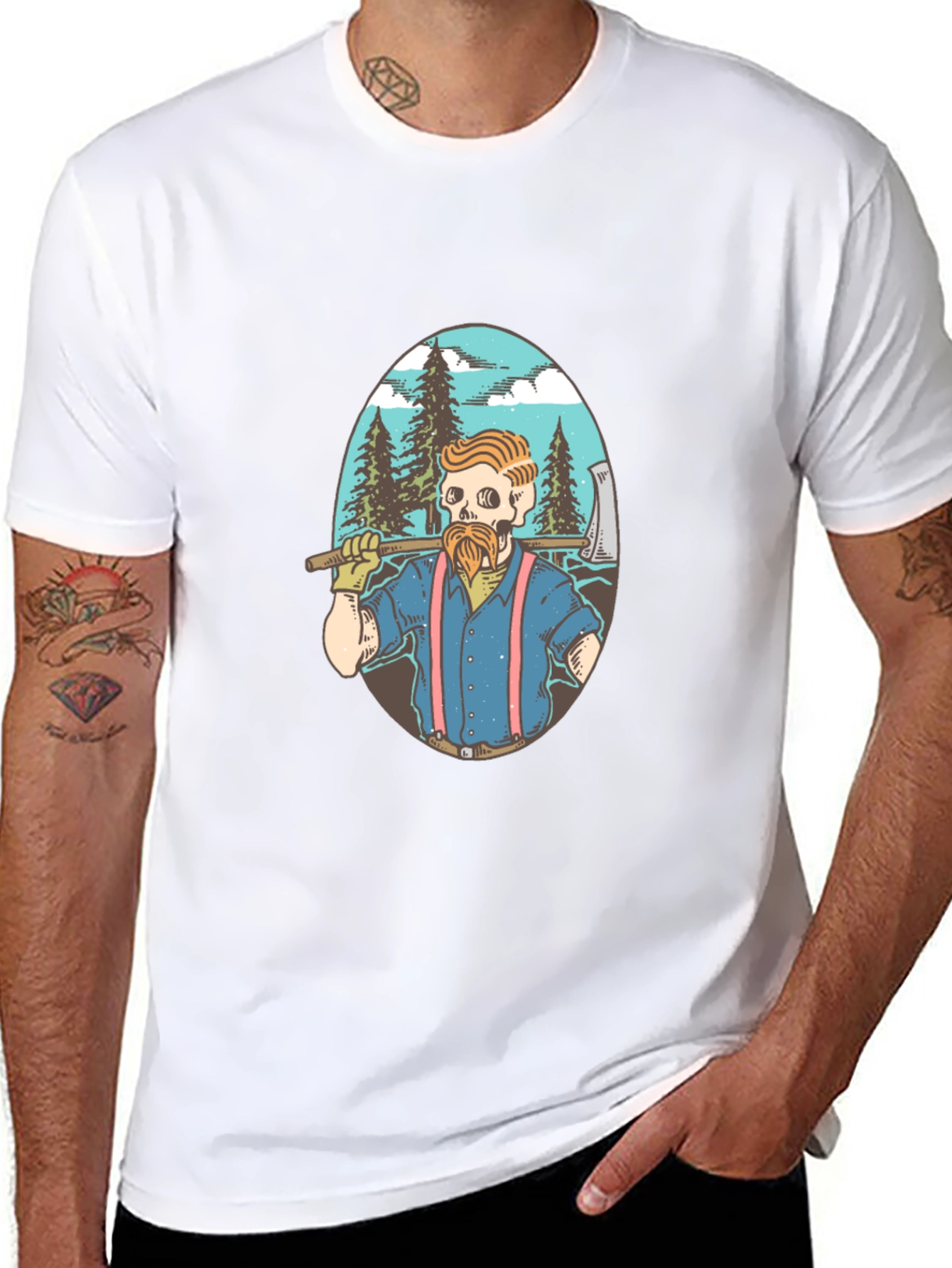 Lumberjack Skeleton Graphic T-Shirt